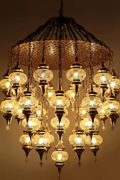 37in1 No.3 Size Ottoman Design Laser Antique Chandelier